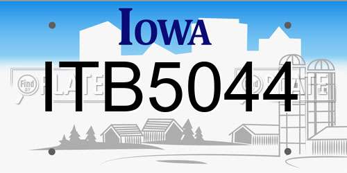 ITB5044 Iowa License Plate
