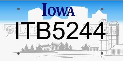 ITB5244 Iowa License Plate