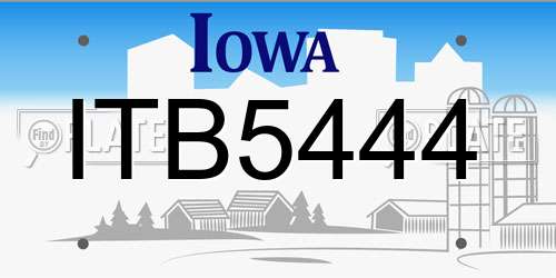 ITB5444 Iowa License Plate