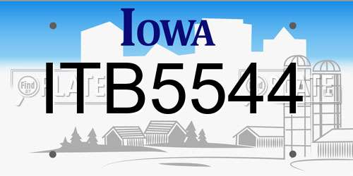 ITB5544 Iowa License Plate
