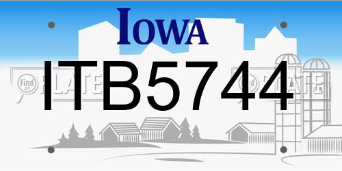 ITB5744 Iowa License Plate