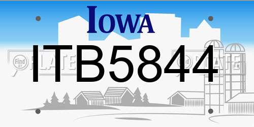 ITB5844 Iowa License Plate