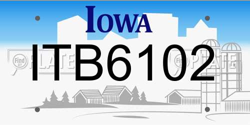 ITB6102 Iowa License Plate