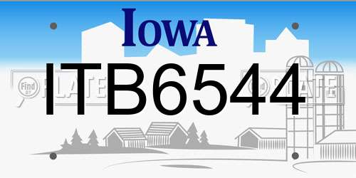 ITB6544 Iowa License Plate