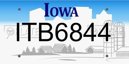 ITB6844 Iowa License Plate
