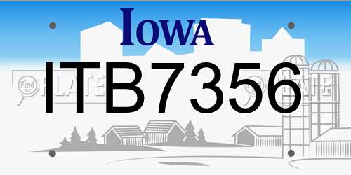 ITB7356 Iowa License Plate