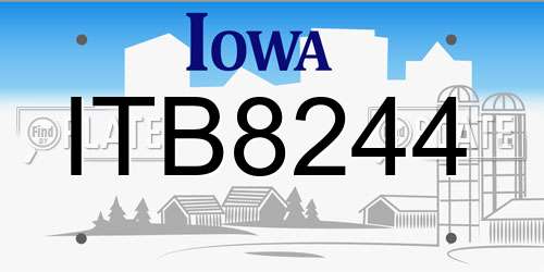 ITB8244 Iowa License Plate