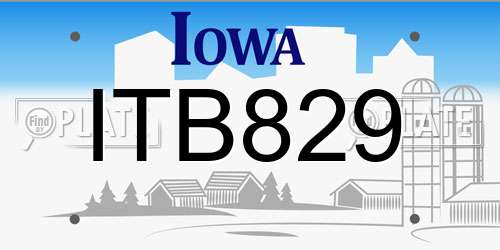 ITB829 Iowa License Plate