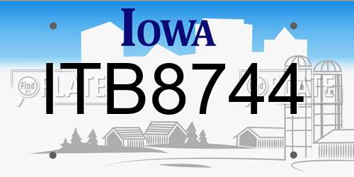 ITB8744 Iowa License Plate