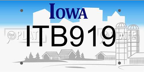 ITB919 Iowa License Plate