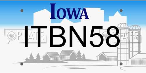 ITBN58 Iowa License Plate