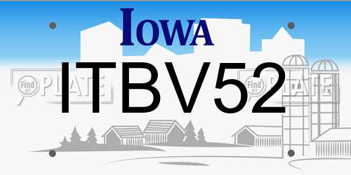 ITBV52 Iowa License Plate