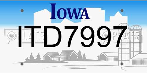 ITD7997 Iowa License Plate