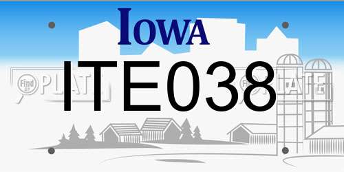 ITE038 Iowa License Plate