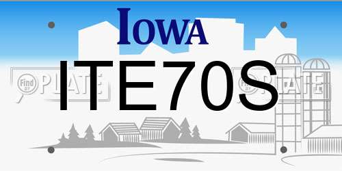 ITE70S Iowa License Plate