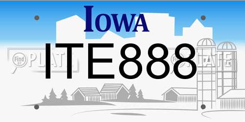 ITE888 Iowa License Plate