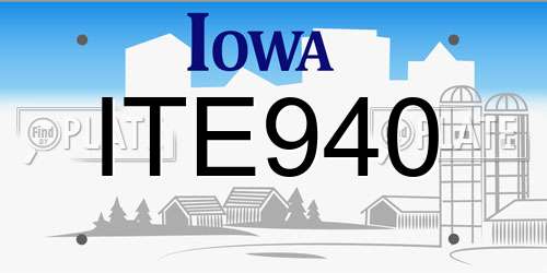 ITE940 Iowa License Plate