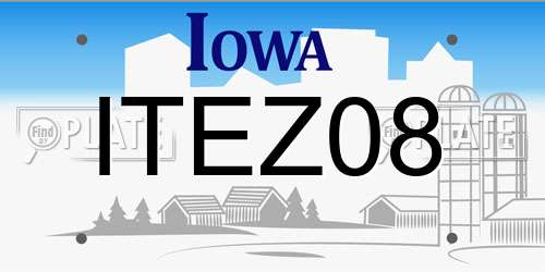 ITEZ08 Iowa License Plate