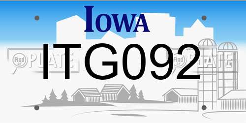 ITG092 Iowa License Plate