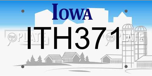 ITH371 Iowa License Plate