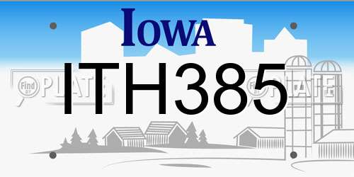 ITH385 Iowa License Plate
