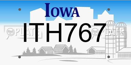 ITH767 Iowa License Plate