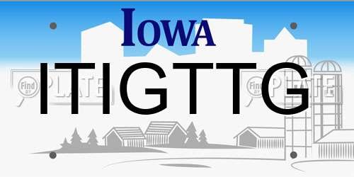 ITIGTTG Iowa License Plate