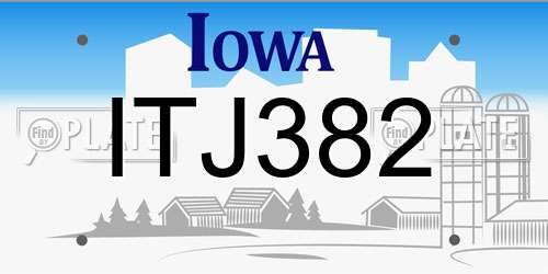 ITJ382 Iowa License Plate