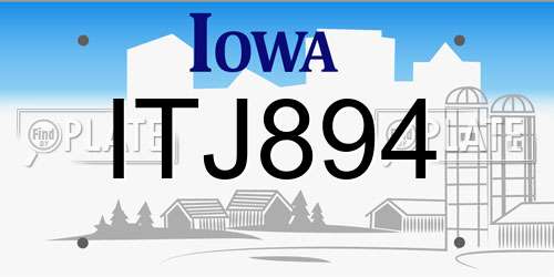 ITJ894 Iowa License Plate