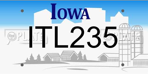 ITL235 Iowa License Plate