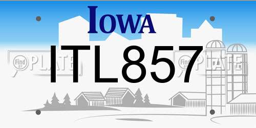 ITL857 Iowa License Plate