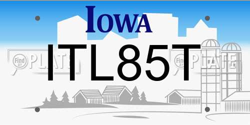 ITL85T Iowa License Plate