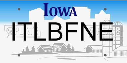 ITLBFNE Iowa License Plate