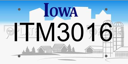 ITM3016 Iowa License Plate