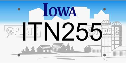 ITN255 Iowa License Plate