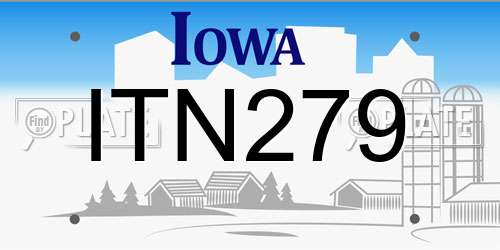 ITN279 Iowa License Plate