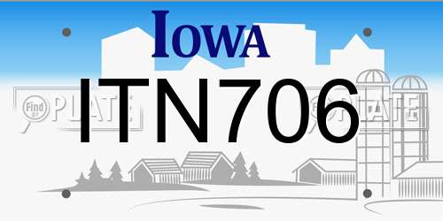 ITN706 Iowa License Plate