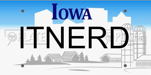 ITNERD Iowa License Plate