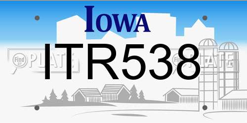 ITR538 Iowa License Plate