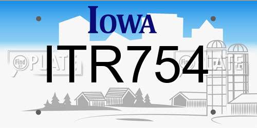 ITR754 Iowa License Plate