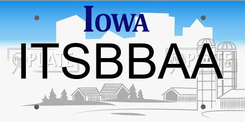 ITSBBAA Iowa License Plate