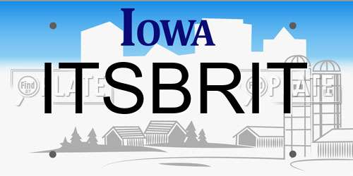 ITSBRIT Iowa License Plate