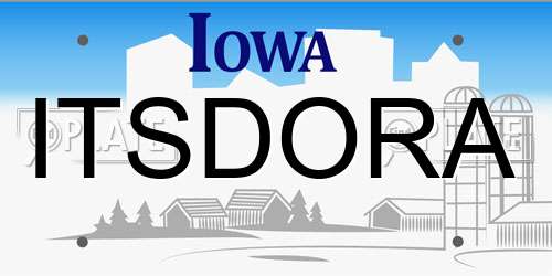 ITSDORA Iowa License Plate