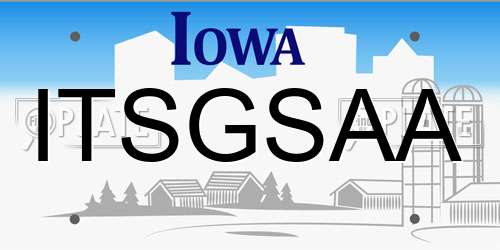 ITSGSAA Iowa License Plate