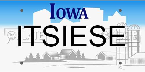 ITSIESE Iowa License Plate
