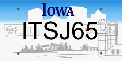 ITSJ65 Iowa License Plate
