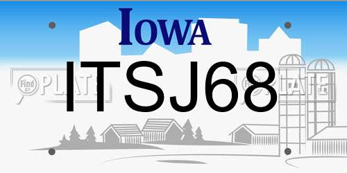 ITSJ68 Iowa License Plate