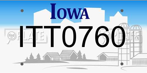 ITT0760 Iowa License Plate