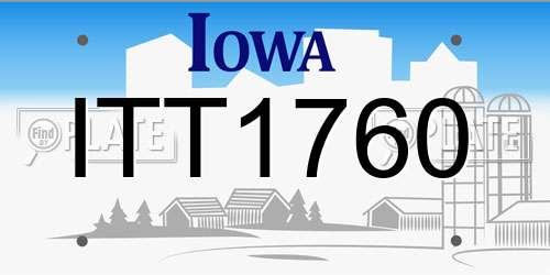 ITT1760 Iowa License Plate
