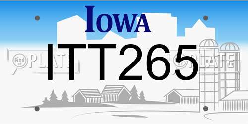 ITT265 Iowa License Plate